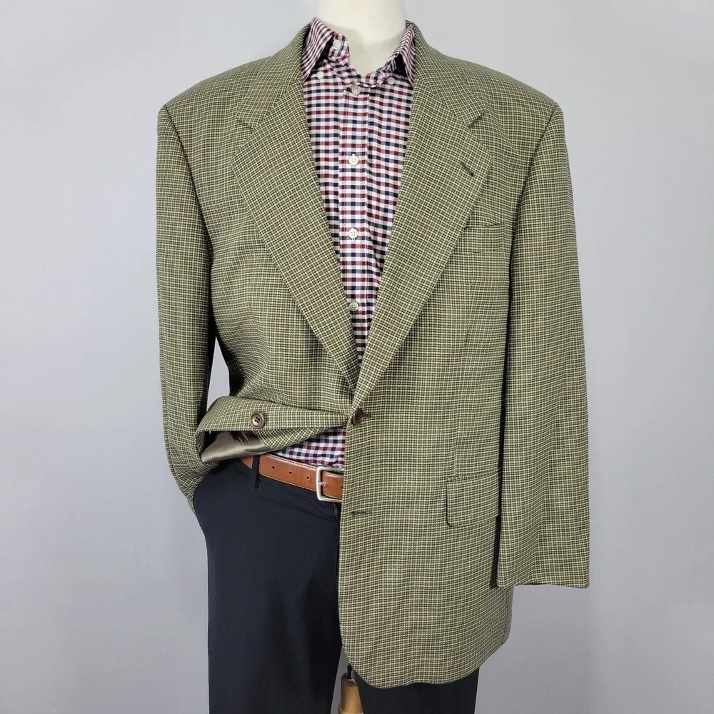 VTG Hugo Boss Apollon Men's Sport Coat Blazer Two Button Beige Wool Size 44R